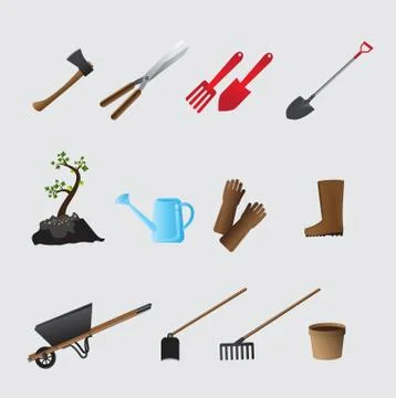 Agricultural tools vector set. Stock Illustration