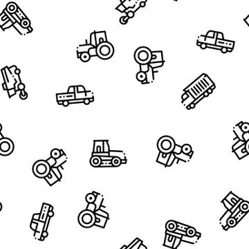 Agricultural Vehicles Seamless Pattern Stock Illustration