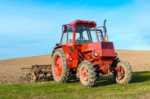 Agricultural work after processing, cultivation of land in Lithuania 스톡 사진