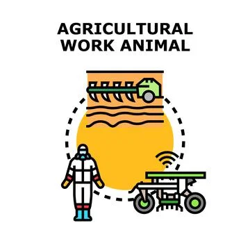 Agricultural work animal concept evolving with modern technology Stock Illustration