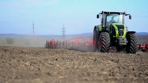 Agricultural work preparation of fields for sowing Stock Footage 74898376