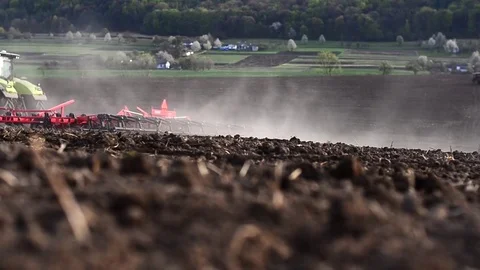 Agricultural work preparation of fields for sowing Stock Footage 74898386