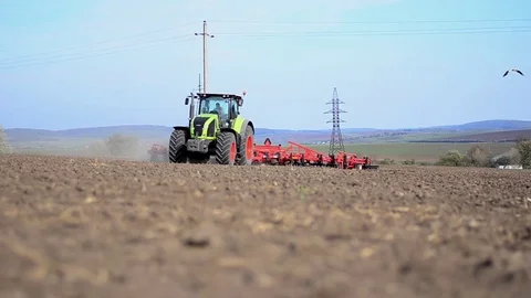 Agricultural work preparation of fields for sowing Stock Footage 74898391