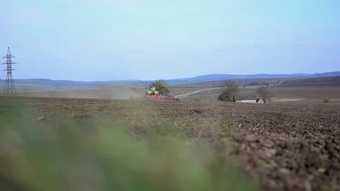 Agricultural work preparation of fields for sowing Stock Footage 74898393