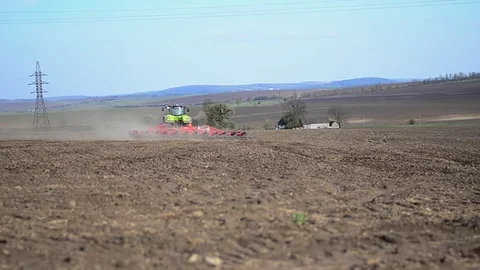 Agricultural work preparation of fields for sowing Stock Footage 74898396