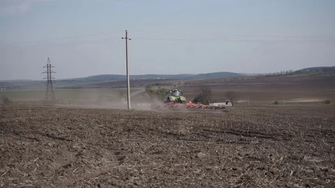 Agricultural work preparation of fields for sowing Stock Footage 74898411