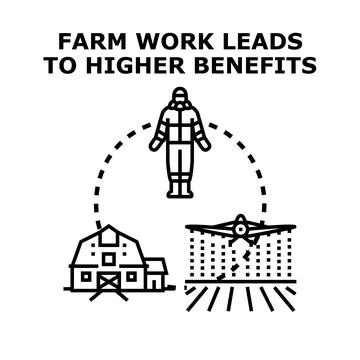 Agricultural work process leading farming benefits concept 库存插图