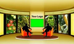 Agriculture 001 TV Studio Set - Virtual Green Screen Background PSD PSD Template