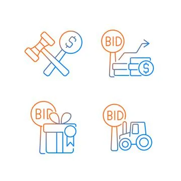 Agriculture auction components gradient linear vector icons set Stockillustratie