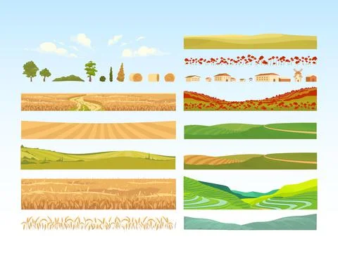 Agriculture cartoon vector objects set Stockillustratie