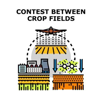 Agriculture competition concept between crop growing methods Stock Illustration