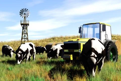 Agriculture Concept 3D render Stock Illustration