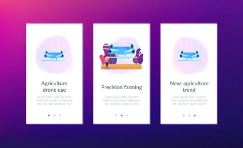 Agriculture drone use app interface template. Ilustração Stock