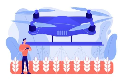 Agriculture drone use concept vector illustration. Stock Illustration