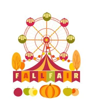 Agriculture Fall Fair Fun flat color vector poster Stock Illustration
