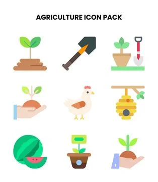 Agriculture Flat Bundle Icons Pack Illustrazione stock