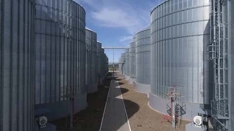Agriculture grain silos storage tank. Granary Stock Footage 121631663