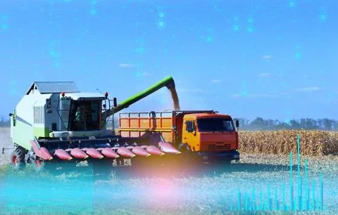 Agriculture, the interaction of advanced technologies to control technology w Stock Photos