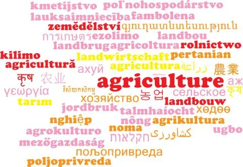 Agriculture multilanguage wordcloud background concept Stock Illustration