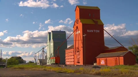 Agriculture, old grain wooden elevator, old and former, Timelapse Stock Footage