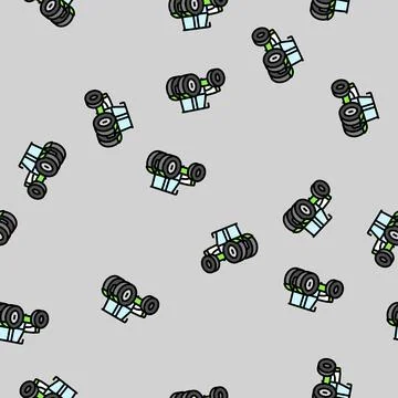 Agriculture tractor vector seamless pattern Stock Illustration