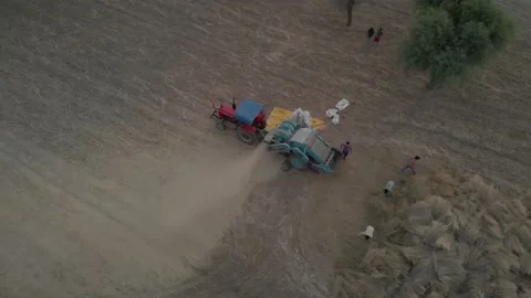Agriculture  Wheat Thresher Machine Stock Footage 152263029