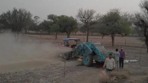 Agriculture  Wheat Thresher Machine Stock Footage 152263045