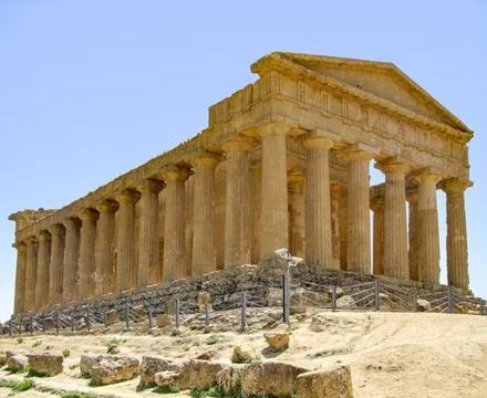 Agrigento in Sicily Temple of Concordia near a city named Agrigento locate... Stock Photos