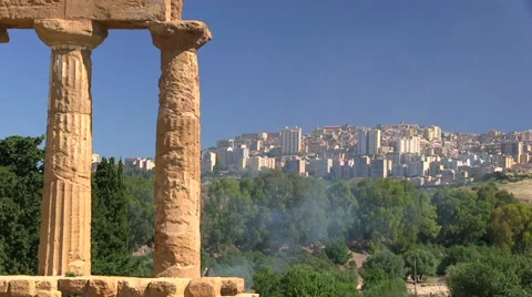 Agrigento, Valley of Temples, Temple of Castor and Pollux, Sicily, Italy Stock Footage 32596370