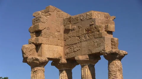 Agrigento, Valley of Temples, Temple of Castor and Pollux, Sicily, Italy Stock Footage 32596382