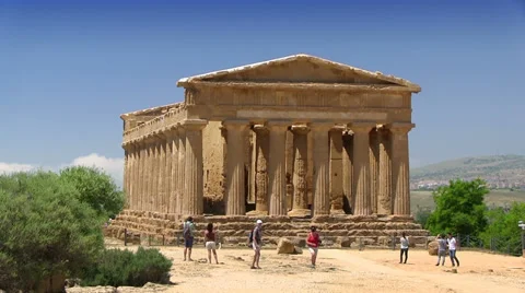 Agrigento, Valley of Temples, Temple of Concordia, Sicily, Italy Stock Footage 32596406