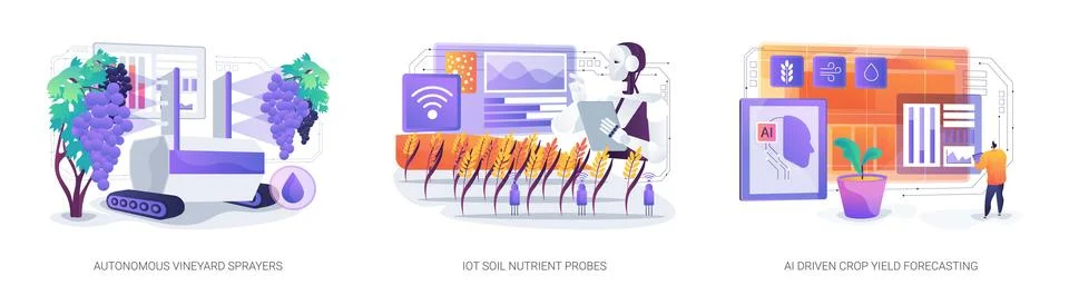 AgriTech Automation Performance abstract concept vector illustrations. Illustrazione stock
