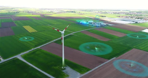 Agro drones scan the field. The concept of agro drones over the field 库存影片 257060810
