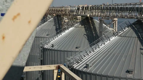 Agro granary, elevator tank at the enterprise for processing, drying, cleaning a Stock Footage 38286510