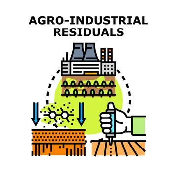 Agro industrial residuals processing and waste management concept Stock Illustration