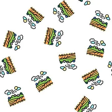 Agro landscape vector seamless pattern Illustrazione stock