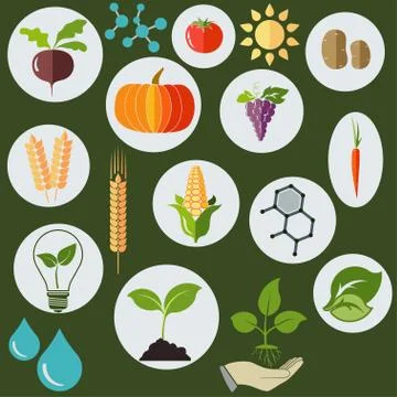 Agronomic  icons flat style - vector Stock Illustration