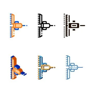 Agronomy cultivator trailer vector thin line pack icon Stock Illustration