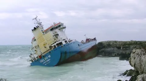 Aground petrol ship italy Stock Footage