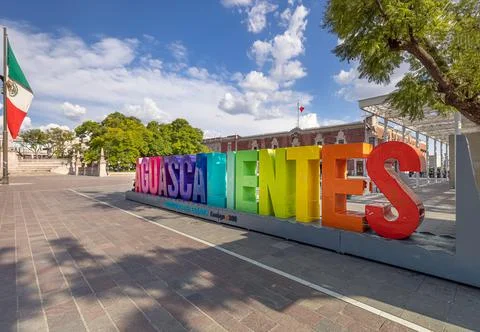 Aguascalientes, Central Mexico, Mexico, 10 September, 2021: Colorful letters  Stock Photos