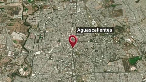 Aguascalientes City Map Zoom (Mexico) from Space to Earth Stock Footage 242505809