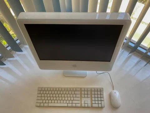 Aguascalientes, Mexico 21/04/2020 Retro computer iMac Core Duo was the first  Stock Photos