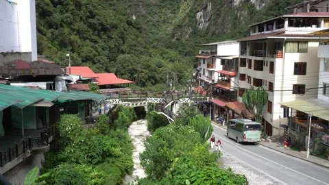 Aguascalientes, Peru - March 2, 2026 - the tourist village of Aguascalientes Video stock 335145116