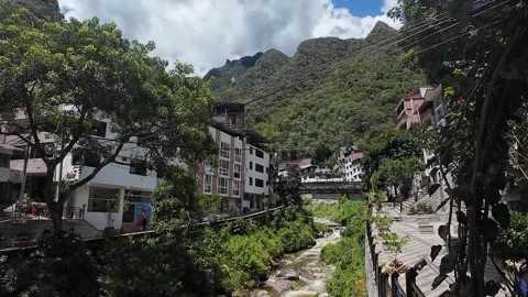 Aguascalientes, Peru - March 2, 2026 - the tourist town of Aguascalientes Video stock 335145124