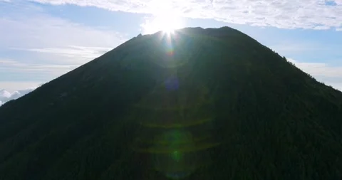Agung volcano. The crater of the sacred Mountain Drone view of Bali. Stock Footage 245722453
