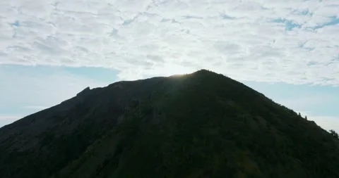 Agung volcano. The crater of the sacred Mountain Drone view of Bali. Stockbeeldmateriaal 248243853
