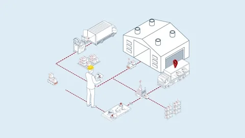 AGV and AMR Autonomous Robots Transport System in Smart Factory Warehouse. Stock Footage 334900452