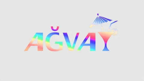 Agva. Multicolor gradient bright contrast inscription, cocktail glass. 4K video. Stock Footage 154285931