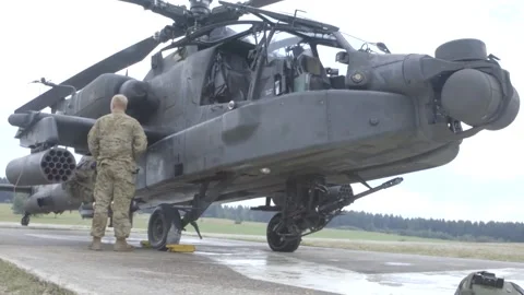 AH-64 Apache Attack Helicopter. Aerial Gunnery and Maintenance  (33) 動画素材 162027251
