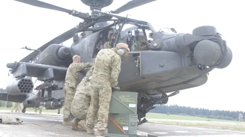 AH-64 Apache Attack Helicopter. Aerial Gunnery and Maintenance  (34) 動画素材 162027278